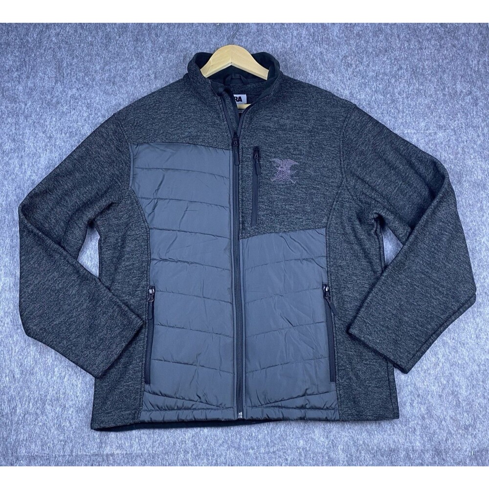 NRA Men's Jacket Full Zip Soft Shell Gray Long Sleeve Embroidered Logo Size L